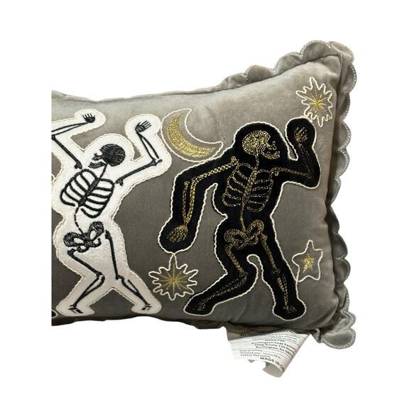 Haunted Little Home NWOT Halloween Dancing Skeletons Long Cushion Throw Pillow - Picture 2 of 6